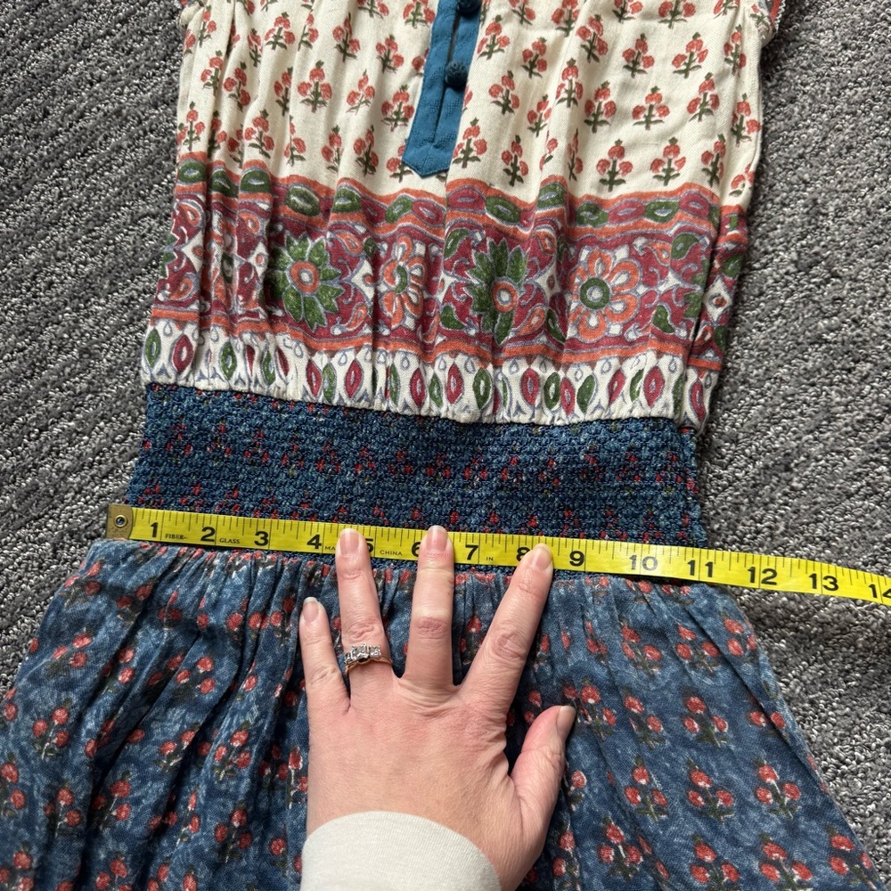 Faherty Bemini Smocked Waist Sz XS Flutter Mini Dress Boho Chic Kapu Beach Print - Picture 7 of 11